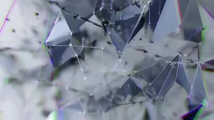 Abstract polygon network background animation with glitch effect, digital technology - Powered by Adobe