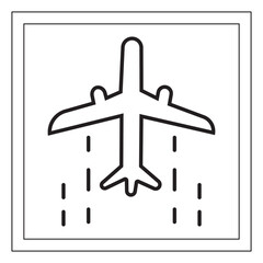 Airplane landing outline, Airport symbol line art