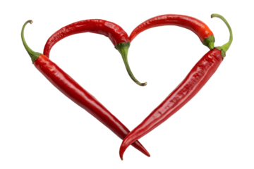 Spicy Love Red Chili Peppers in a Heart Shape