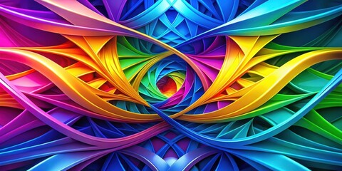 Vibrant Rainbow Hues Intertwined in a Symphony of Curving Lines, Creating an Abstract Masterpiece of Color and Form