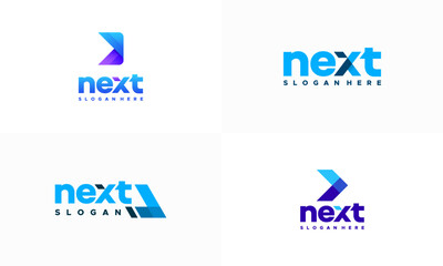 Fototapeta premium Set of Modern Next Logo designs concept vector, Arrow logo designs concept