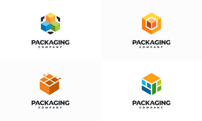 Set of Packaging Logo designs concept vector, Delivery logo template, Fast Cargo logo symbol icon vector