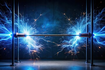 A Powerful Electrical Discharge Across a Metal Bar in a Dark Setting