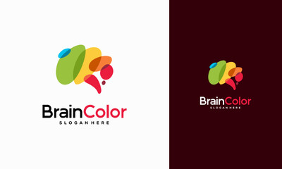 Colorful Brainstorm logo vector, Brain logo designs template, Ideas design concept,