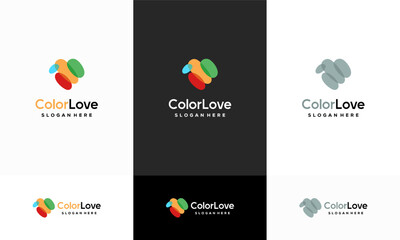 Colorful Love logo designs concept vector, Heart care logo template vector