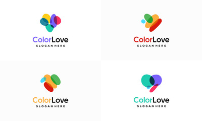 Set of Colorful Love logo designs concept vector, Heart care logo template vector
