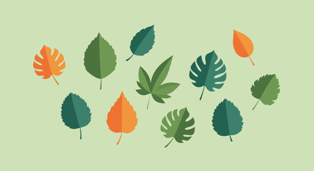 Assorted Leaves: An array of vibrantly colored leaves in various shapes and sizes, showcasing the diverse beauty of flora.