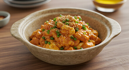 Golden Shrimp Feast: A culinary delight with golden, succulent shrimp, exquisitely prepared and presented in a rustic bowl, showcasing the art of fine dining and food styling.