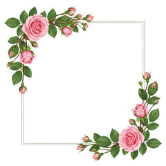Elegant Pink Rose Floral Frame: Perfect for Invitations & Designs
