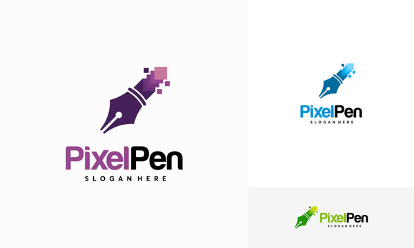 Pixel Pen logo designs concept vector, Creator logo template designs
