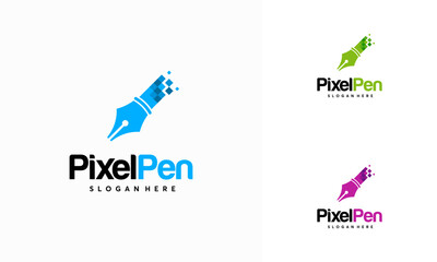 Pixel Pen logo designs concept vector, Creator logo template designs