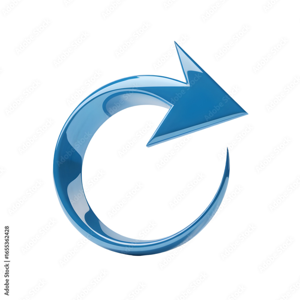 Poster dynamic blue refresh arrow icon symbolizing progress and cyclical movement