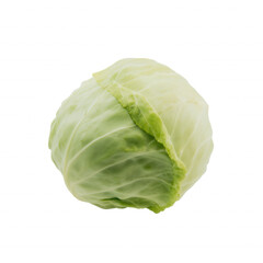 Fototapeta premium Fresh head of cabbage with light green leaves on transparent background