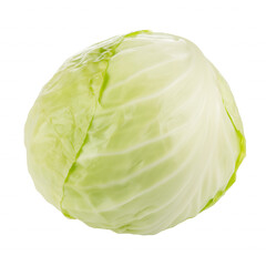 Obraz premium Whole head of cabbage with pale green leaves on transparent background