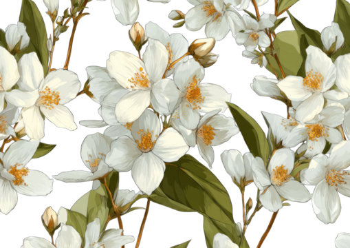 Floral pattern of white jasmine - Powered by Adobe