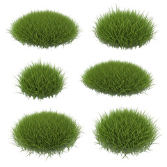 Six Lush Green Grass Patches: Perfect for Design Projects