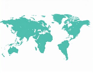 Fototapeta premium A clean and minimalist world map is presented on a soft, light blue background. 