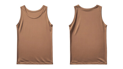 Brown tank top mockup front and back view for design on transparent background