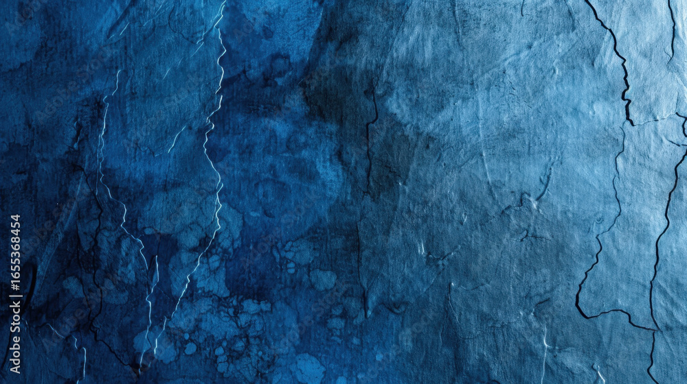 Poster textured blue background featuring various shades and patterns, creating sense of depth and intrigue