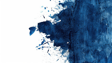 Obraz premium Abstract blue watercolor splash creates striking contrast against white background, evoking sense of creativity and artistic expression. vibrant hues and textures invite imagination