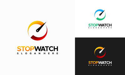 Simple Modern Stopwatch logo designs template vector