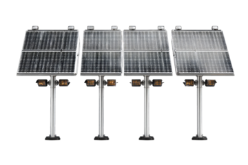 Multiple solar panels mounted on light poles