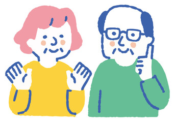Elderly couple explaining the solution_Color