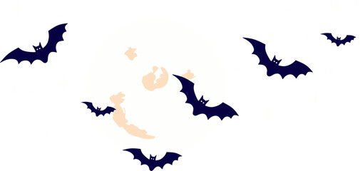 Bats Flying Across Full Moon Halloween 