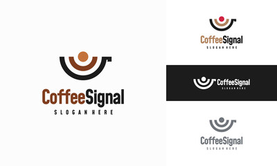 Fototapeta premium Coffee signal logo designs concept vector, Coffee and Wifi signal logo symbol icon