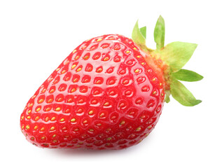 One fresh ripe strawberry isolated on white