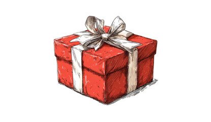 Obraz premium A red gift box with a white ribbon and bow