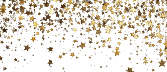 Abstract pattern of scattered, small, gold stars on a dark background
