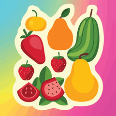 Colorful fruits fill baskets.eps