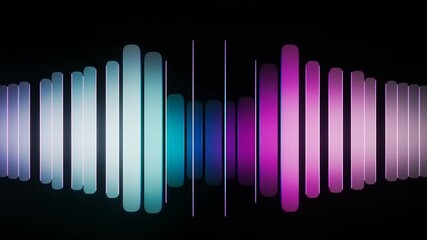 Dynamic digital sound visualization with vibrant, pulsating bars, representing an advanced technological rhythm and abstract audio spectrum. - Powered by Adobe