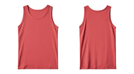 Light red tank top mockup front and back view for design purpose on transparent background