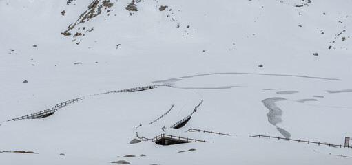 Winter scene Landscape of valley covered by snow