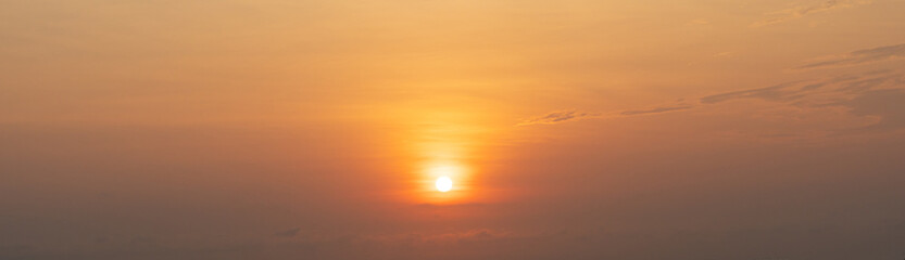 Fototapeta premium Beautiful orange sky sunrise background. panorama picture