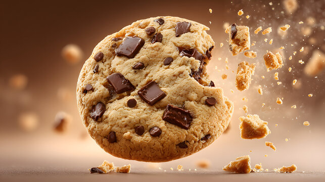 Delicious homemade chocolate chip cookies, biscuits, and muffins are isolated on a white background