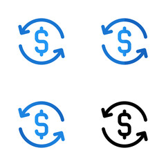 Transaction Icons - 4 Colored Solid & Outline payment Symbols for Business, Corporate & UI