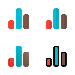 Bar Chart Icons - 4 Colored Solid & Outline graph Symbols for Business, Corporate & UI