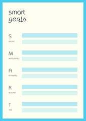 Smart goals worksheet template with lined sections