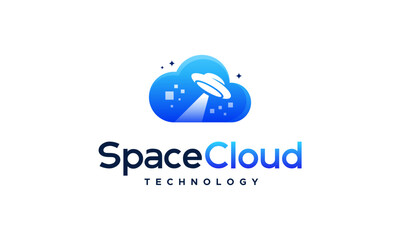 Modern Pixel Cloud logo designs concept vector, Cloud Tech logo template, Space Cloud Technology logo symbol icon template