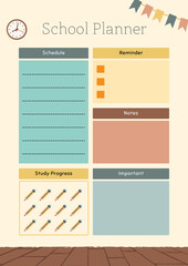 Cute school planner template with to do list and notes