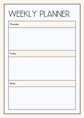 Clean and simple weekly planner template with sections for tasks and notes
