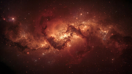 Fototapeta premium Fiery Red Gold Galaxy Nebula