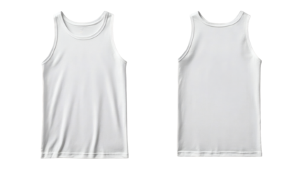 White tank top mockup front and back view for design purpose on transparent background