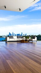 Fototapeta premium Modern outdoor patio with city view