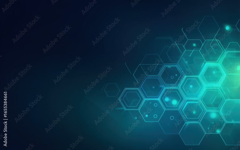 Poster abstract technology background with hexagonal grid: modern innovation and futuristic design concept 