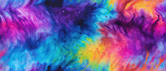 Seamless repeating tile pattern ink drip Rainbow 