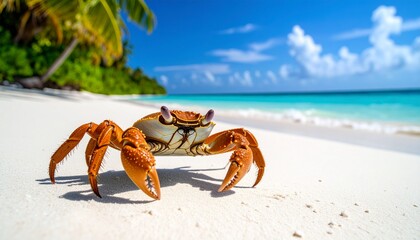 Crab on Tropical Beach A Stunning Close-Up